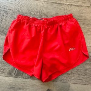 Red ASICS Split Leg Running Shorts